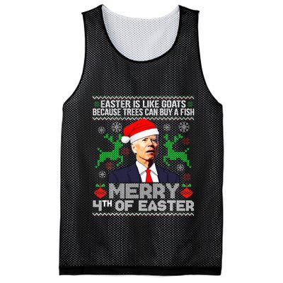 Merry 4th Of Easter Funny Christmas Ugly Sweater Mesh Reversible Basketball Jersey Tank