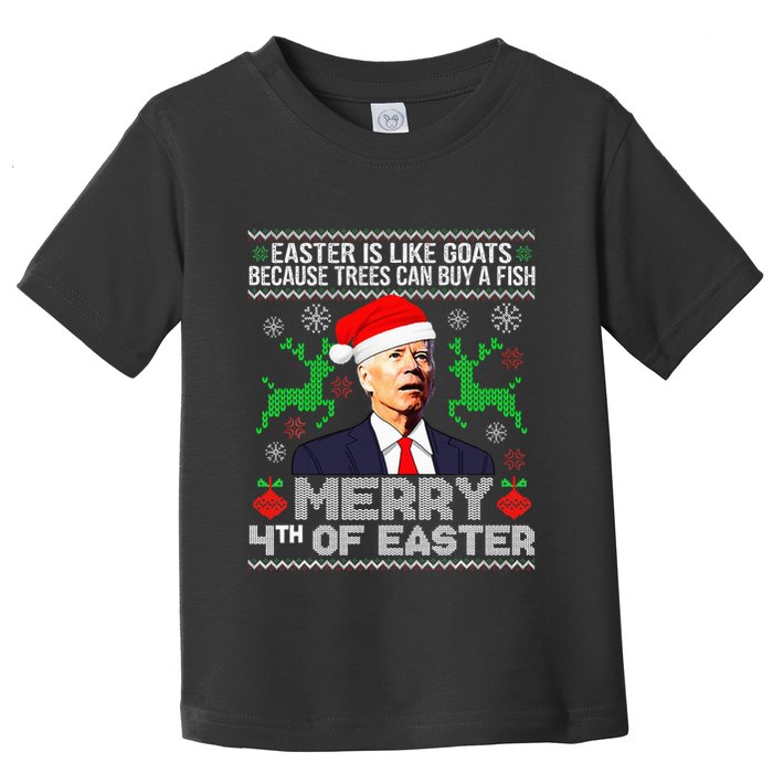 Merry 4th Of Easter Funny Christmas Ugly Sweater Toddler T-Shirt