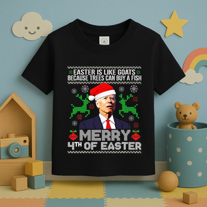 Merry 4th Of Easter Funny Christmas Ugly Sweater Toddler T-Shirt