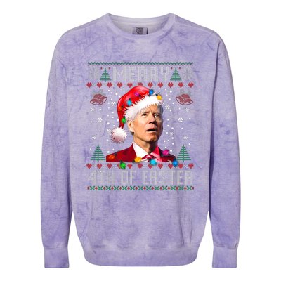 Merry 4th Of Easter Funny Joe Biden Christmas Ugly Sweater Colorblast Crewneck Sweatshirt