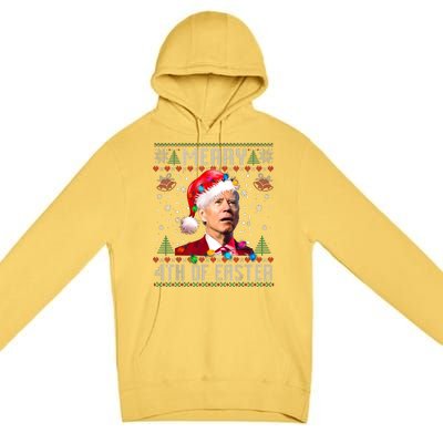 Merry 4th Of Easter Funny Joe Biden Christmas Ugly Sweater Premium Pullover Hoodie