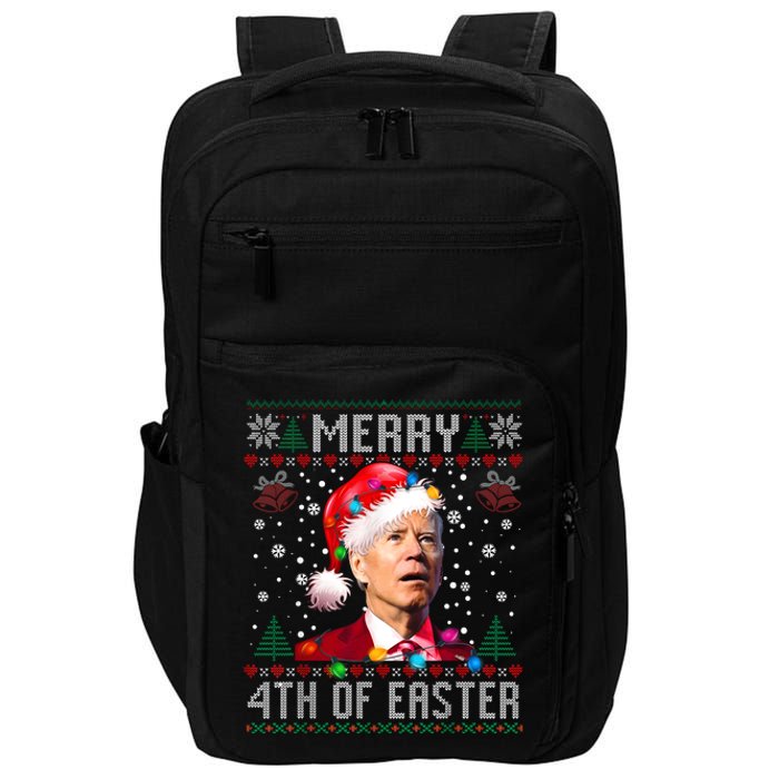 Merry 4th Of Easter Funny Joe Biden Christmas Ugly Sweater Impact Tech Backpack