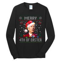 Merry 4th Of Easter Funny Joe Biden Christmas Ugly Sweater Tall Long Sleeve T-Shirt