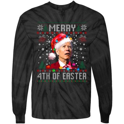 Merry 4th Of Easter Funny Joe Biden Christmas Ugly Sweater Tie-Dye Long Sleeve Shirt