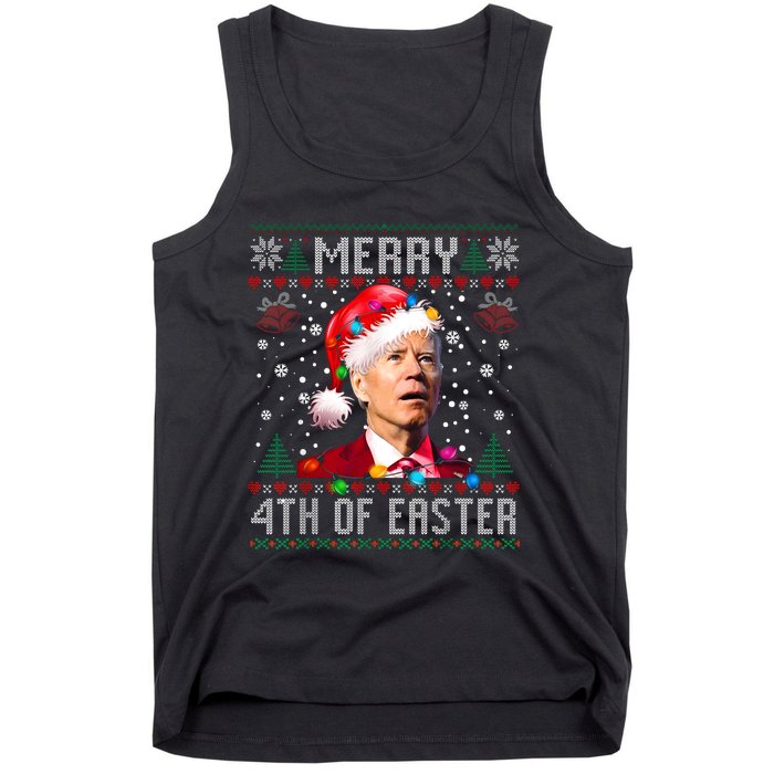 Merry 4th Of Easter Funny Joe Biden Christmas Ugly Sweater Tank Top