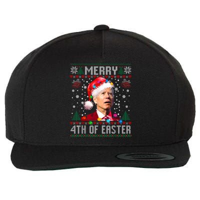 Merry 4th Of Easter Funny Joe Biden Christmas Ugly Sweater Wool Snapback Cap