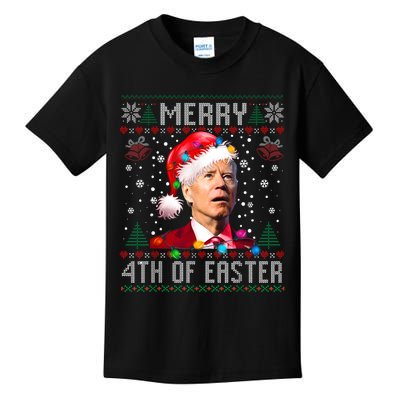 Merry 4th Of Easter Funny Joe Biden Christmas Ugly Sweater Kids T-Shirt