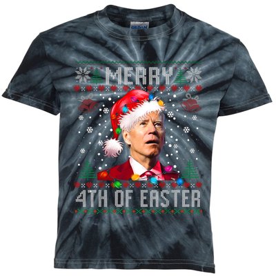 Merry 4th Of Easter Funny Joe Biden Christmas Ugly Sweater Kids Tie-Dye T-Shirt