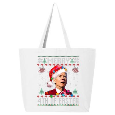 Merry 4th Of Easter Funny Joe Biden Christmas Ugly Sweater 25L Jumbo Tote