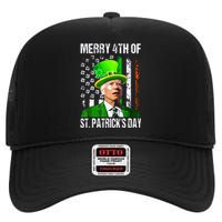 Merry 4th Of St Patricks Day Funny Joe Biden Leprechaun Hat High Crown Mesh Back Trucker Hat