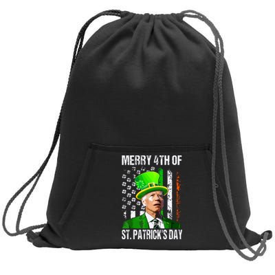 Merry 4th Of St Patricks Day Funny Joe Biden Leprechaun Hat Sweatshirt Cinch Pack Bag