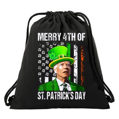 Merry 4th Of St Patricks Day Funny Joe Biden Leprechaun Hat Drawstring Bag