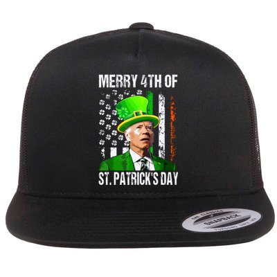 Merry 4th Of St Patricks Day Funny Joe Biden Leprechaun Hat Flat Bill Trucker Hat