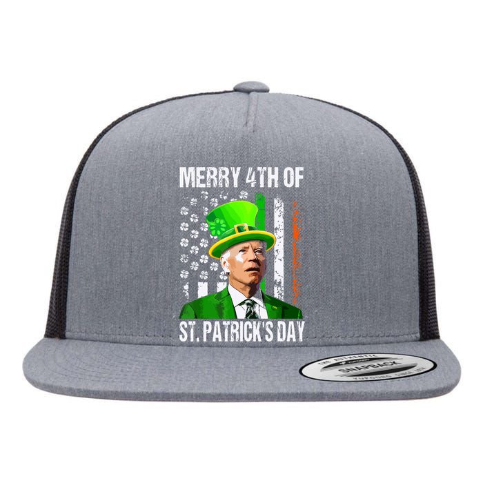 Merry 4th Of St Patricks Day Funny Joe Biden Leprechaun Hat Flat Bill Trucker Hat