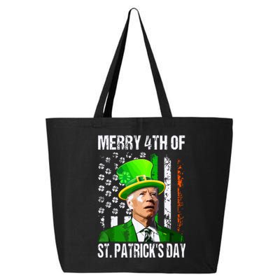 Merry 4th Of St Patricks Day Funny Joe Biden Leprechaun Hat 25L Jumbo Tote