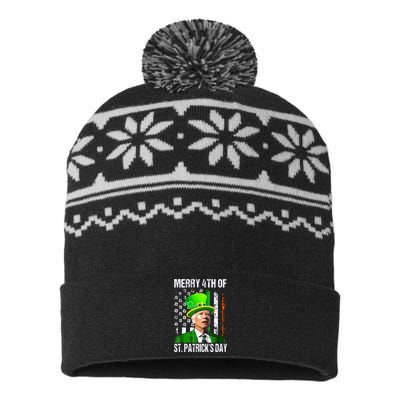 Merry 4th Of St Patricks Day Funny Joe Biden Leprechaun Hat USA-Made Snowflake Beanie