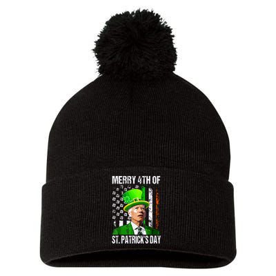 Merry 4th Of St Patricks Day Funny Joe Biden Leprechaun Hat Pom Pom 12in Knit Beanie