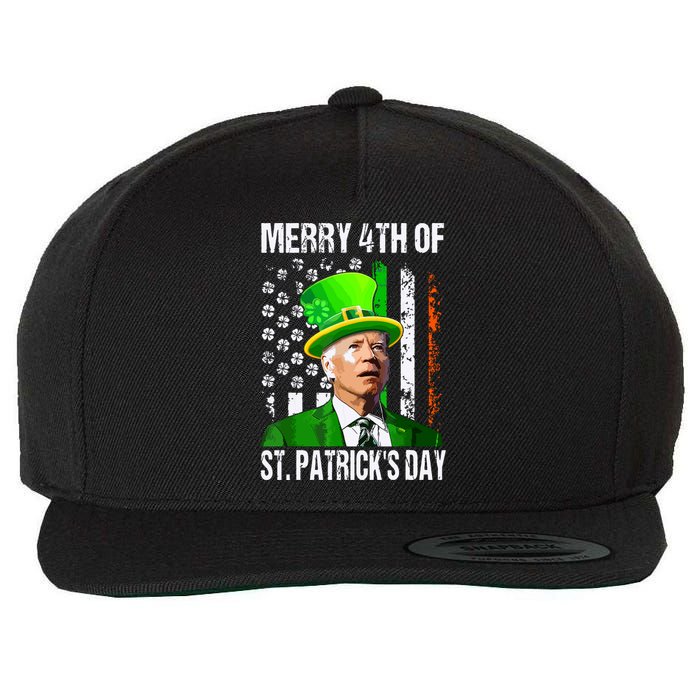 Merry 4th Of St Patricks Day Funny Joe Biden Leprechaun Hat Wool Snapback Cap