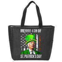 Merry 4th Of St Patricks Day Funny Joe Biden Leprechaun Hat Zip Tote Bag