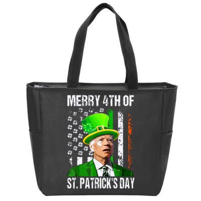 Merry 4th Of St Patricks Day Funny Joe Biden Leprechaun Hat Zip Tote Bag