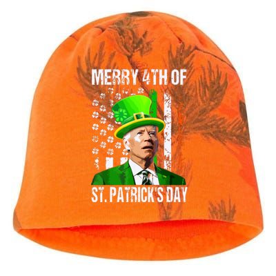 Merry 4th Of St Patricks Day Funny Joe Biden Leprechaun Hat Kati - Camo Knit Beanie