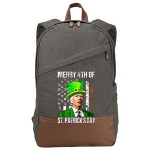 Merry 4th Of St Patricks Day Funny Joe Biden Leprechaun Hat Cotton Canvas Backpack