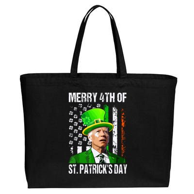 Merry 4th Of St Patricks Day Funny Joe Biden Leprechaun Hat Cotton Canvas Jumbo Tote