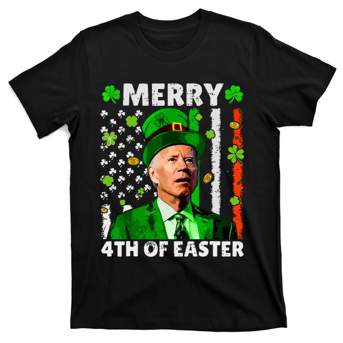 Merry 4th Of St Patricks Day Joe Biden Leprechaun Hat Clover T-Shirt