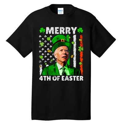 Merry 4th Of St Patricks Day Joe Biden Leprechaun Hat Clover Tall T-Shirt