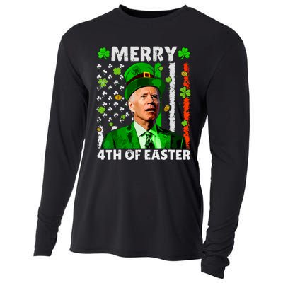 Merry 4th Of St Patricks Day Joe Biden Leprechaun Hat Clover Cooling Performance Long Sleeve Crew