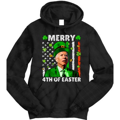 Merry 4th Of St Patricks Day Joe Biden Leprechaun Hat Clover Tie Dye Hoodie