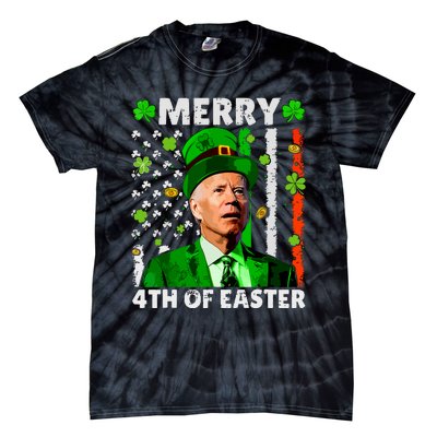 Merry 4th Of St Patricks Day Joe Biden Leprechaun Hat Clover Tie-Dye T-Shirt