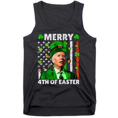 Merry 4th Of St Patricks Day Joe Biden Leprechaun Hat Clover Tank Top