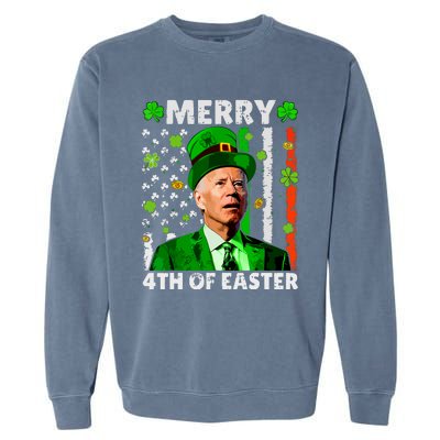 Merry 4th Of St Patricks Day Joe Biden Leprechaun Hat Clover Garment-Dyed Sweatshirt