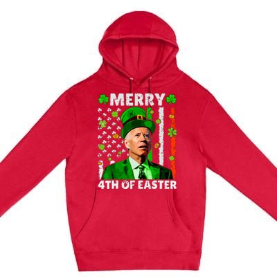 Merry 4th Of St Patricks Day Joe Biden Leprechaun Hat Clover Premium Pullover Hoodie