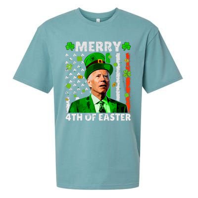 Merry 4th Of St Patricks Day Joe Biden Leprechaun Hat Clover Sueded Cloud Jersey T-Shirt