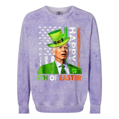 Merry 4th Of St Patricks Day Joe Biden Leprechaun Hat Clover Gift Colorblast Crewneck Sweatshirt