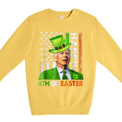 Merry 4th Of St Patricks Day Joe Biden Leprechaun Hat Clover Gift Premium Crewneck Sweatshirt