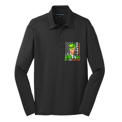 Merry 4th Of St Patricks Day Joe Biden Leprechaun Hat Clover Gift Silk Touch Performance Long Sleeve Polo