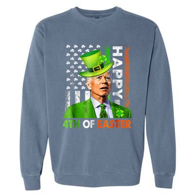 Merry 4th Of St Patricks Day Joe Biden Leprechaun Hat Clover Gift Garment-Dyed Sweatshirt