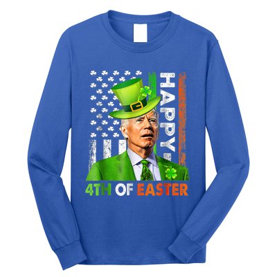 Merry 4th Of St Patricks Day Joe Biden Leprechaun Hat Clover Gift Long Sleeve Shirt