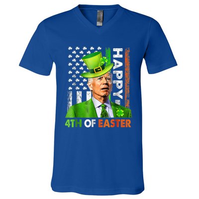 Merry 4th Of St Patricks Day Joe Biden Leprechaun Hat Clover Gift V-Neck T-Shirt