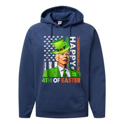 Merry 4th Of St Patricks Day Joe Biden Leprechaun Hat Clover Gift Performance Fleece Hoodie