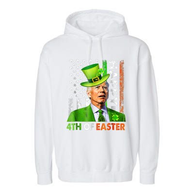 Merry 4th Of St Patricks Day Joe Biden Leprechaun Hat Clover Gift Garment-Dyed Fleece Hoodie