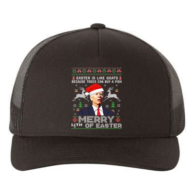 Merry 4th Of Easter Funny Biden Ugly Christmas Sweater  Yupoong Adult 5-Panel Trucker Hat