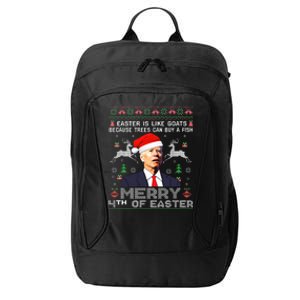 Merry 4th Of Easter Funny Biden Ugly Christmas Sweater  City Backpack