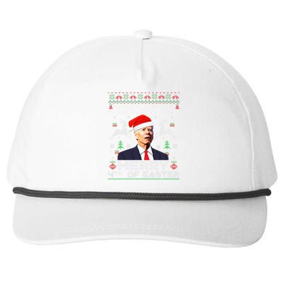 Merry 4th Of Easter Funny Biden Ugly Christmas Sweater  Snapback Five-Panel Rope Hat