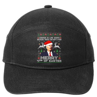 Merry 4th Of Easter Funny Biden Ugly Christmas Sweater  7-Panel Snapback Hat