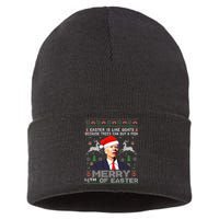 Merry 4th Of Easter Funny Biden Ugly Christmas Sweater  Sustainable Knit Beanie