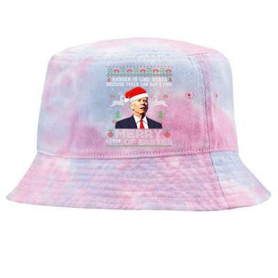 Merry 4th Of Easter Funny Biden Ugly Christmas Sweater  Tie-Dyed Bucket Hat